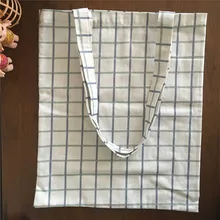 YILE хлопковая льняная Экологичная для шоппинга с ручкой сумка на плечо с принтом Синяя Клетчатая сетка 17525