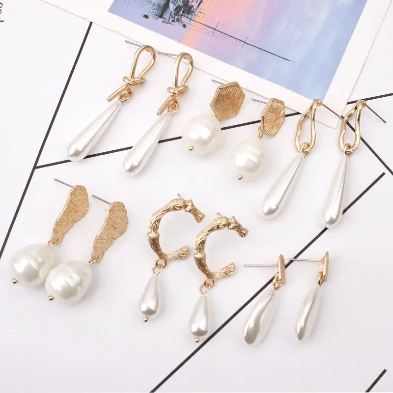 

2019 New Long Dangle Shell Pearl Pendant Earrings Simple Wild Irregular Temperament Earrings Party Jewelry Handmade For Women