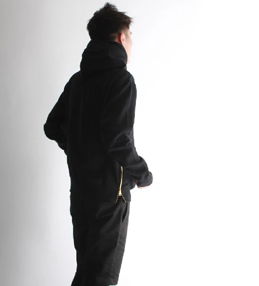 black hoodie with zipper on side