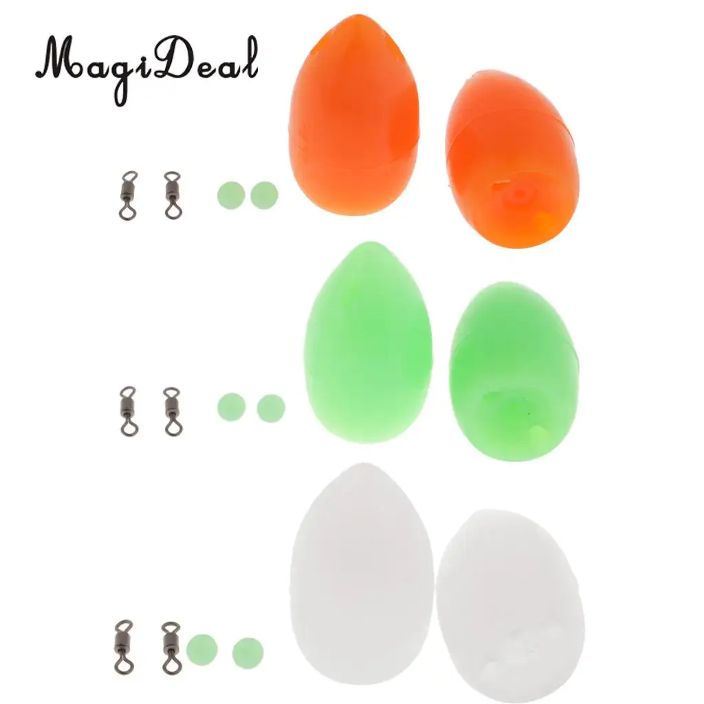 2pcs 3.6g Floating Sbirolino Spirolino Bombarda Trout Pose Float with Swivels, Beads - Orange/Green/White