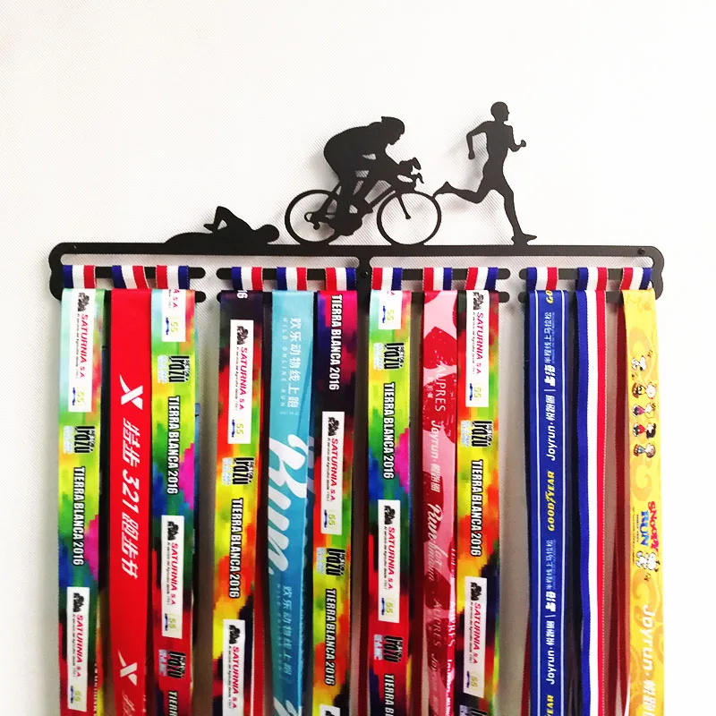 

Triathlon medal hanger Sport medal rack Medal holder for swim,bike,run hold 32+ medals