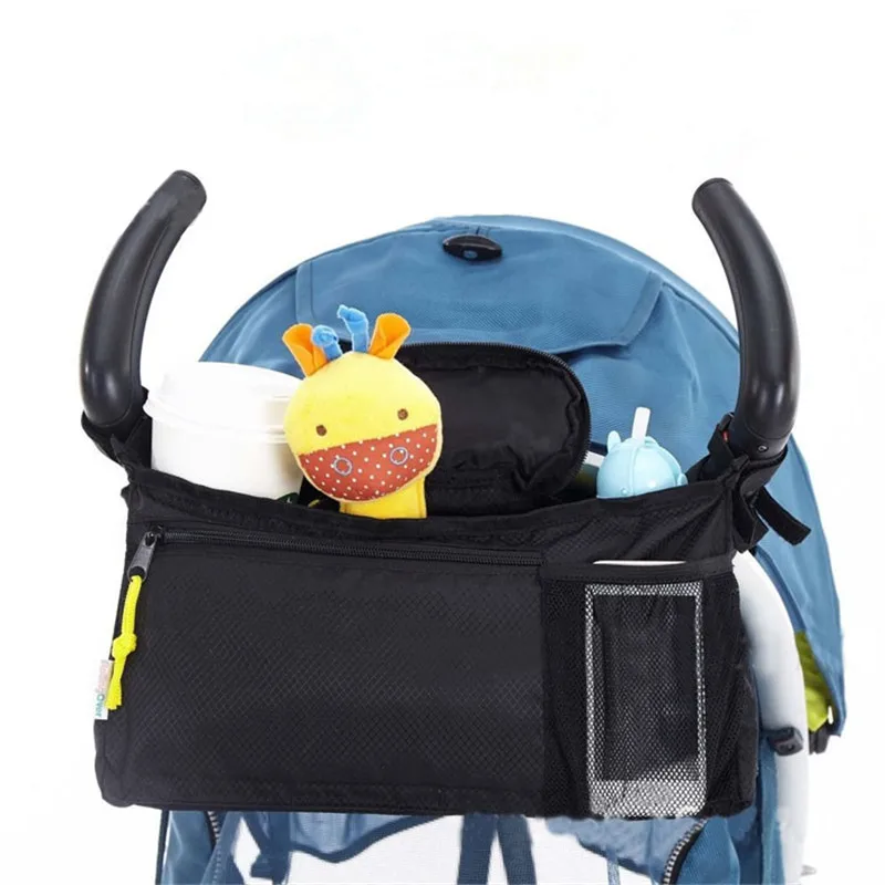 Универсальная коляска Детские принадлежности мешок 2 подстаканники сумка для коляски с сетчатый карман для сотового телефона пеленки