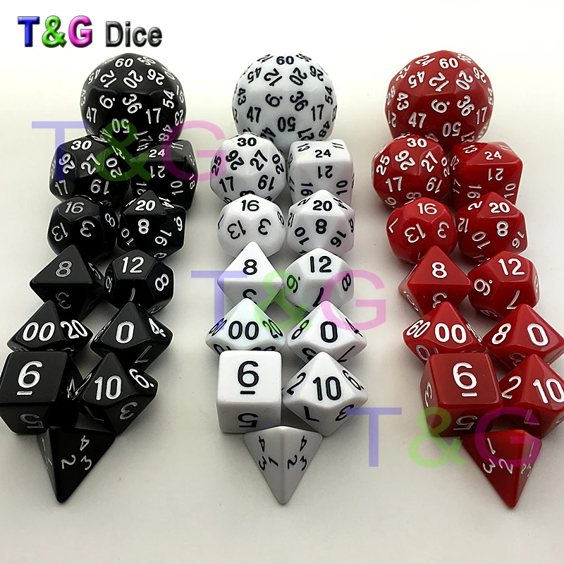 12pcs Digital Dice Set with Bag T&G High quality 3 Colors d4 d6 d8