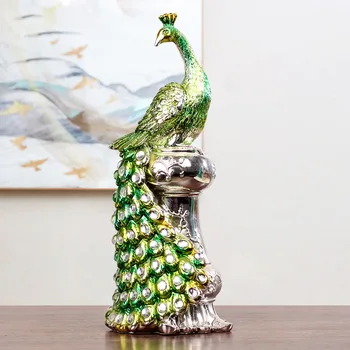 Green creative resin peacock statue home decor crafts room decoration objects wedding animal figurine office vintage ornaments Green creative resin peacock statue home decor crafts room decoration objects wedding animal figurine office vintage ornaments