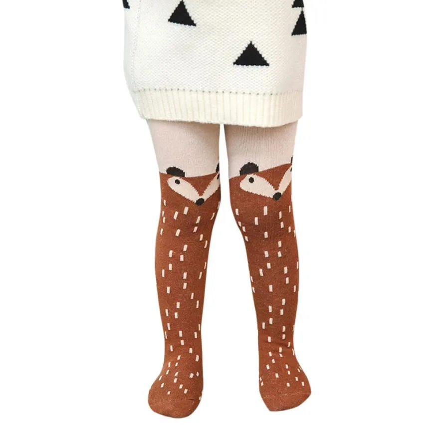 Fashion Cute Baby Girl Pantyhose Tights Stocking Fox Pattern Footed Stockings for Girls Toddler