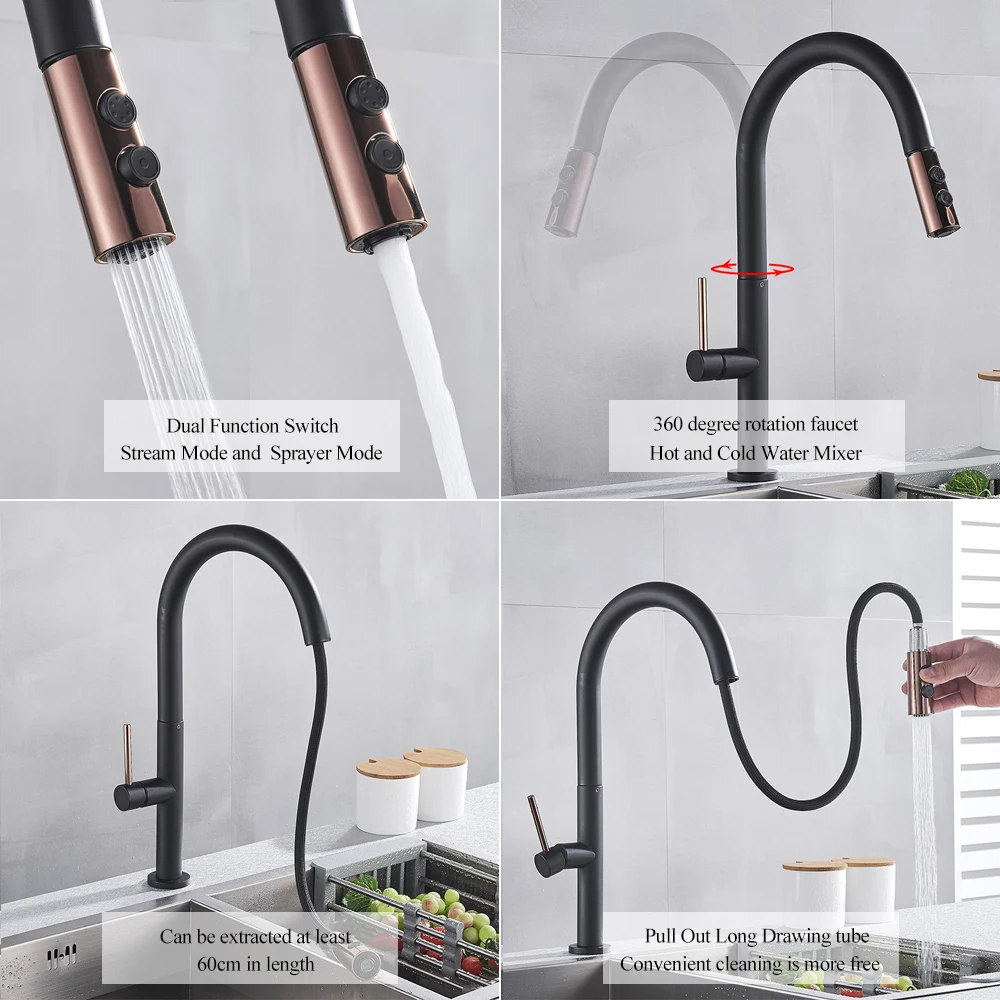 Новый выдвижной кухонный смеситель роскошный кран из латуни черного/белого