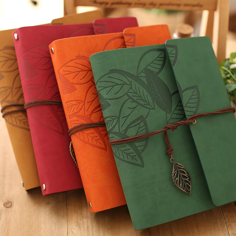 Cheap 8 Inch PU Leather Vintage Antique Kraft Paper Photo Albums 30 Sheets for Baby Birthday Gifts Leaves Home Decor Young Commemorate