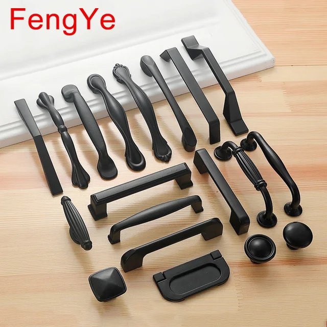 Best Offers FengYe American Style Black Knobs Cabinet Kitchen Door Furniture Aluminum Handles Closet Dresser Wardrobe Shoe Box Pull Hardwar Best Offers FengYe American Style Black Knobs Cabinet Kitchen Door Furniture Aluminum Handles Closet Dresser Wardrobe Shoe Box Pull Hardwar