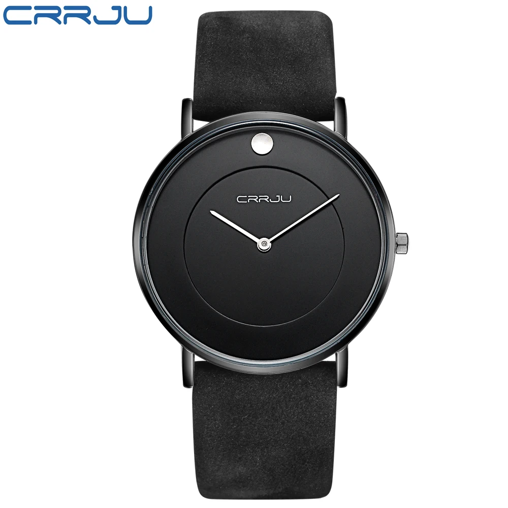 

CRRJU Mens Watches Top Brand Luxury Quartz Watch Leather Strap Wrist watch 30M waterproof Casual Watch relogio masculino Clock