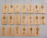 Mixed 150pcs Antique Bronze Vintage Keys&150 pcs Kraft Tags Wedding Skeleton Keys Charm old Fahshion keys for sale