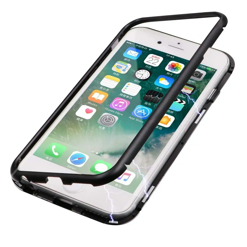 Magnetic Adsorption Case for iPhone 7 Plus 9H Tempered