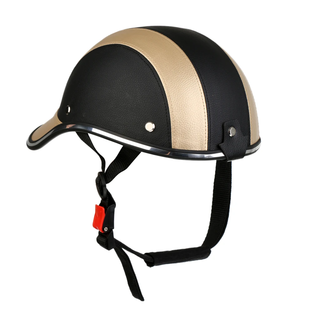 Motorcycle Cycling Half Open Face Helmet Baseball Cap Foam Padded PU Hat Visor for Climbing Mountaineering Motorcycle Cycling