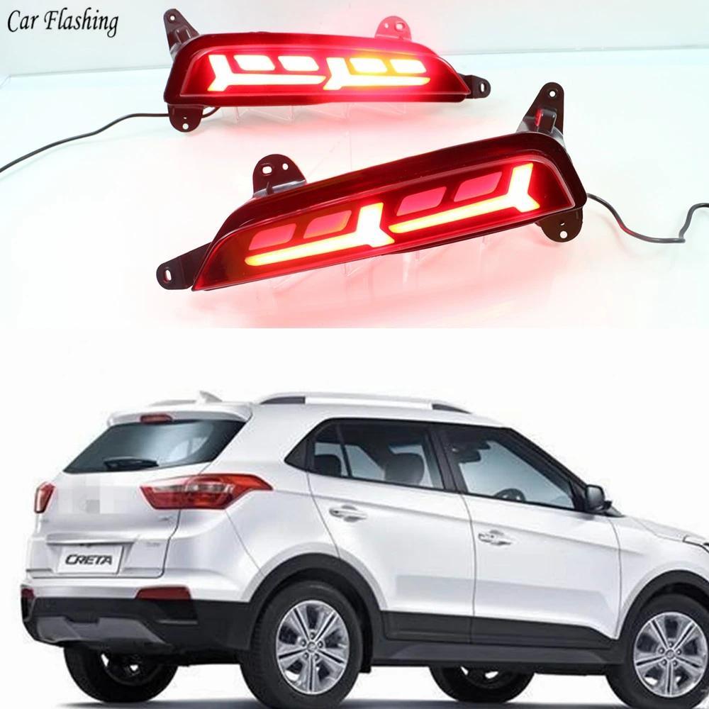 Car Flashing 2pcs LED rear bumper lamp brake tail light running light