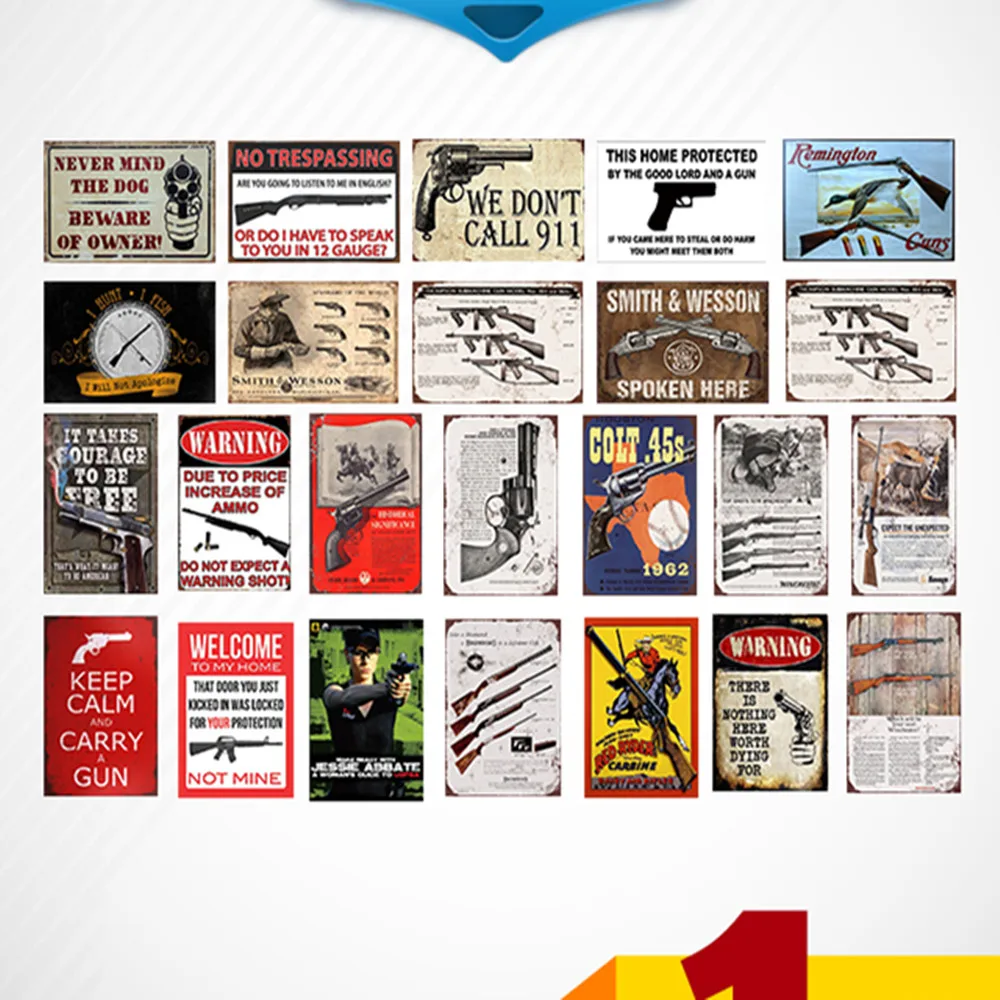 

Retro Gun bullet Warning Sign Painting Tin Signs Vintage Decor Wall Stickers For Bar Pub Restaurant Hotel Decor Metal Art Poster
