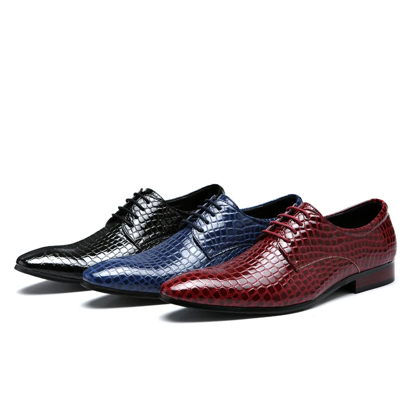 Большие размеры 38-48; Мужские модельные туфли из змеиной кожи; итальянский костюм на шнуровке с острым носком; цвет красный, синий; свадебные туфли мужские; Zapato; строгие; Hombre