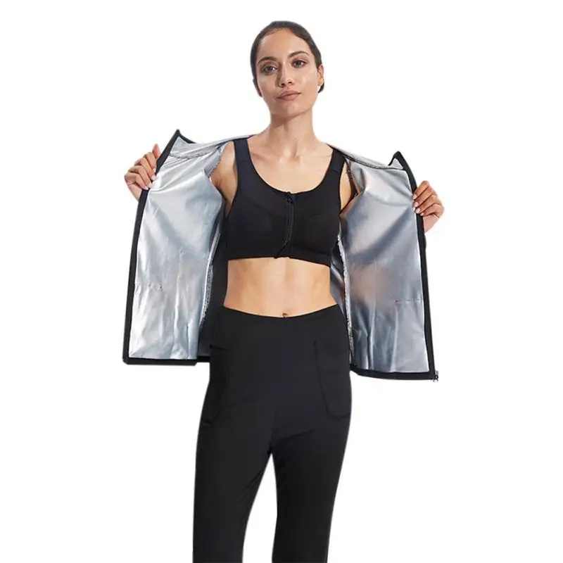 

2019 Hostell Shaper Women Sweat Coat Tummy Control Body Shaper Slimming Hooded Jackets Plus Size Shapewear Arm Chest Binder