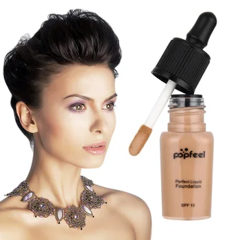 

NEW Popfeel Base Liquid Foundation Long Lasting SPF15 Sun Block Face Whitening Dark Skin Makeup Tools
