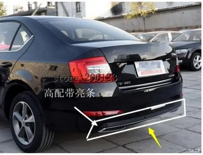 

High Quality Black PP Rear Bumper Diffuser,Auto Car rear lip with chrome line for skoda Octavia 4dr or 5dr 2014 2015 2016 2017