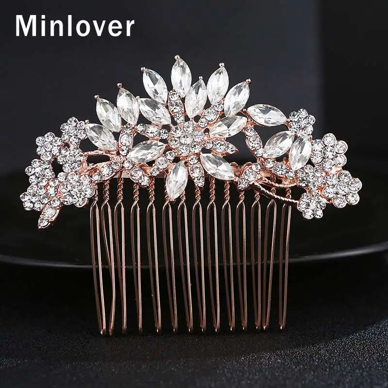 

Minlover Marquise Crystal Hair Combs Bridal Hair Accessories Jewelry Handmade Women Head Ornaments Headpieces for Bride FS251