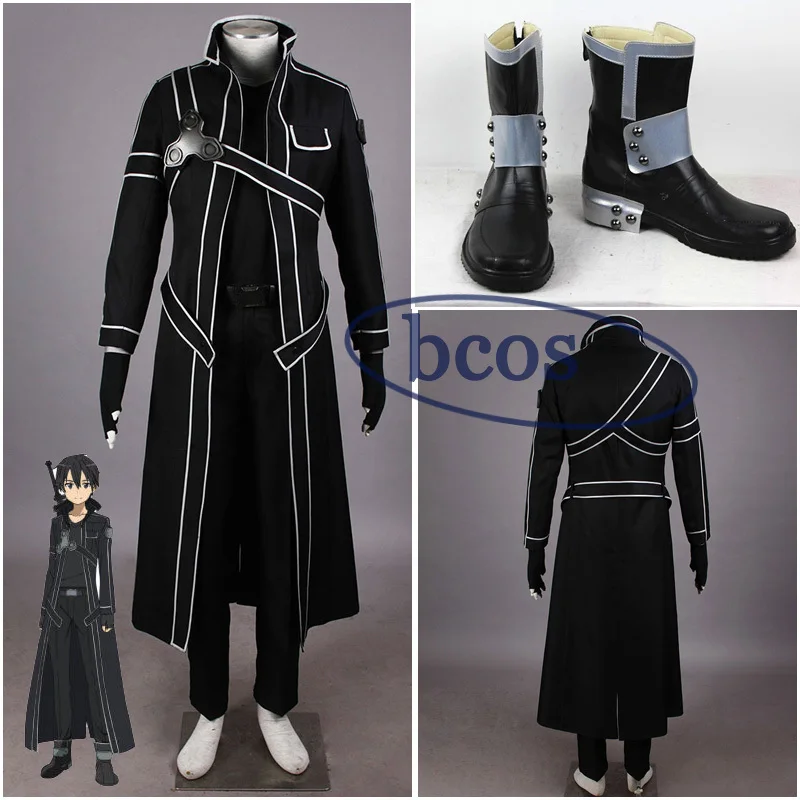 New Hot Sword Art Online Kazuto Kirito Kirigaya cosplay Costumes Shoes Full Set |