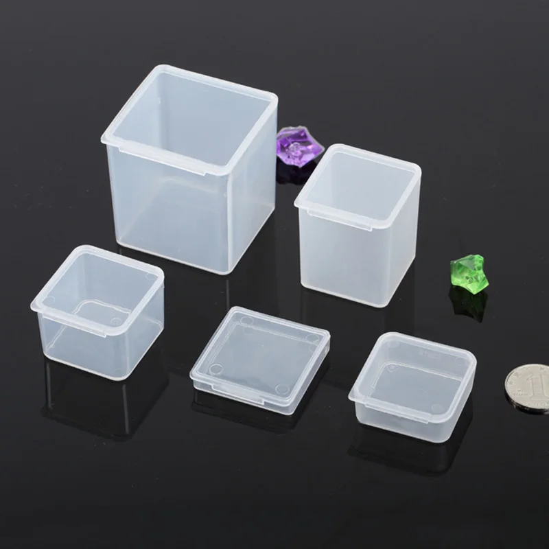 DIY Square Clear Plastic Jewelry Storage Boxes Beads Crafts Case