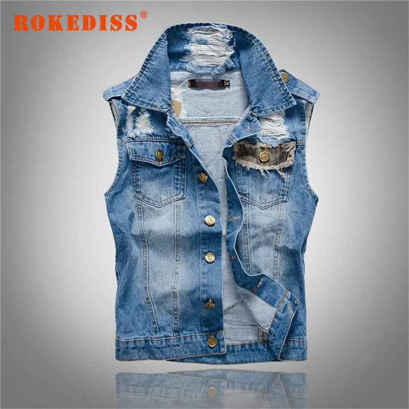 Men Fashion Button Down Trucker Vintage Denim Jacket Autumn Winter Coat