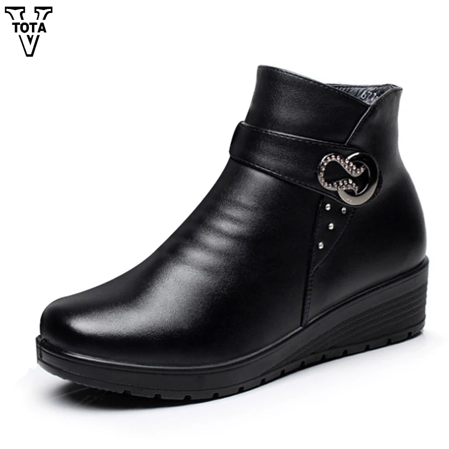 

VTOTA 2018 Genuine Leather Women Boots For Winter Warm Women Shoes Soft Bottom Handmade Shoes Comforable Shoes Footwear xynx