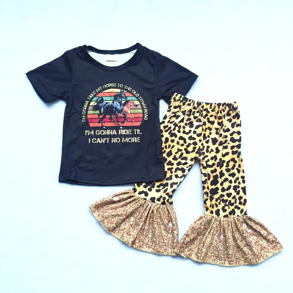 Günstig Vintage Stil Mädchen Kleidung Alt Stadt Straße Siebdruck Top Mode Glocke Hosen Outfit Für Mädchen