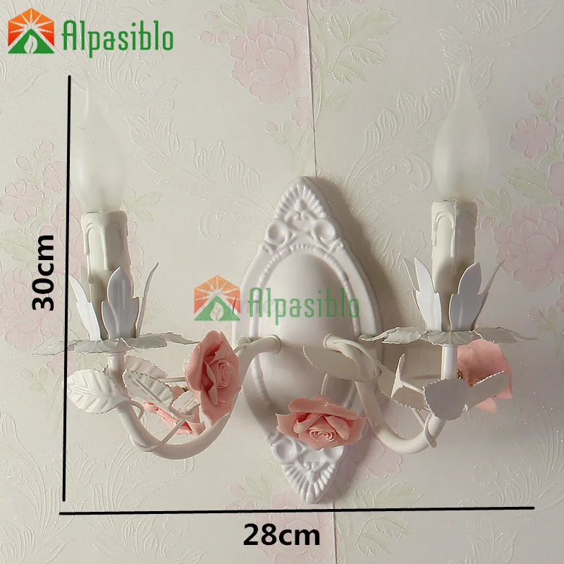 Сельская керамика розовая роза настенный светильник синий деревенский 2 головки лестничные светильники балкон светодиодный настенный светильник теплое креативное