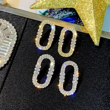 FYUAN с геометрическим рисунком, стразы, серьги со шпилькой, для Для женщин Bijoux(украшения своими руками) золото Цвет Овальный Кристаллические серьги Модные украшения подарки