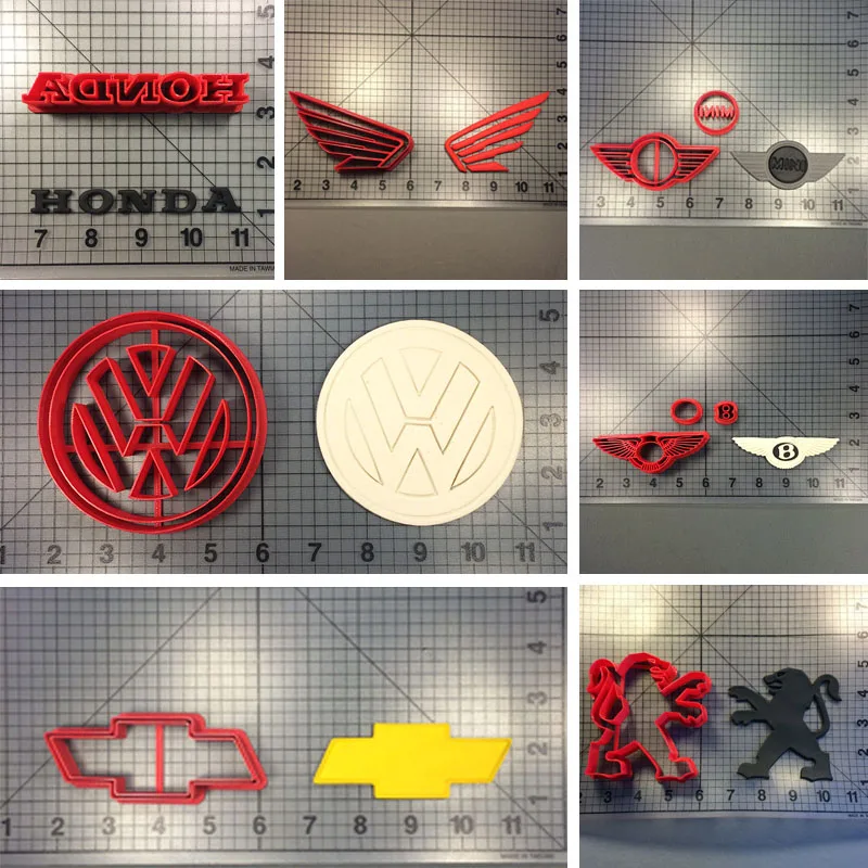 

Automotive Logo Cookie Cutter Custom Made 3D Printed Fondant Cupcake Top Chevrolet peugeot Cookie Cake Cutter Set Mould