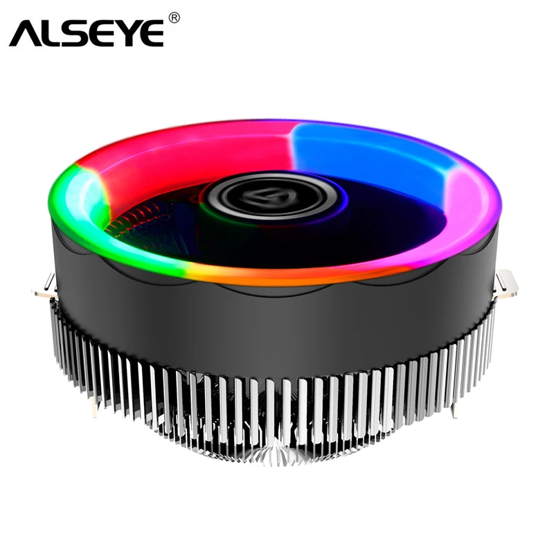 ALSEYE TBF-100 RGB вентилятор кулер для процессора алюминиевый теплоотвод тихий процессор вентилятора для LGA775/1151/1155/AM4