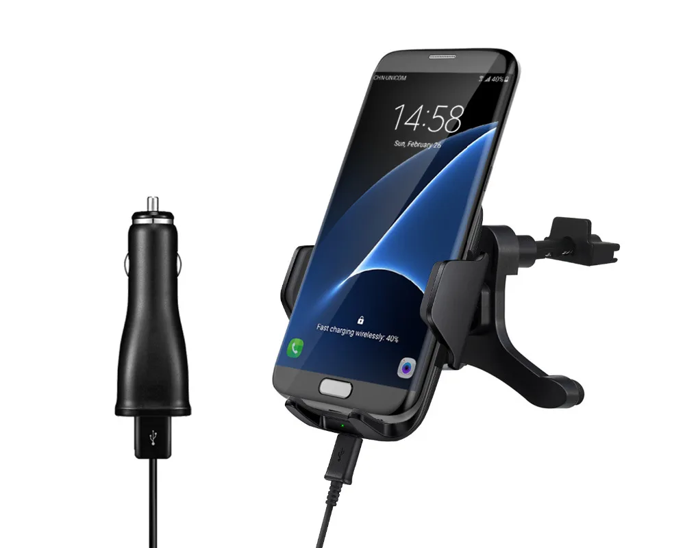 Беспроводное быстрое зарядное устройство Qi автомобильный держатель для Samsung S6 S7