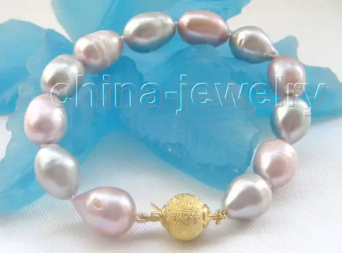 

shippingBeautiful 8 " 11-13mm gray purple baroque freshwater pearl bracelet