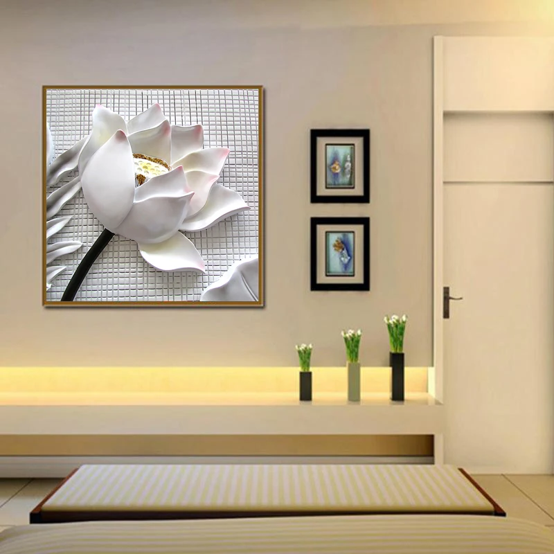 Современный 3D эффект цветок живопись плакаты и принты стены Искусство Холст живопись декоративные картины для гостиной домашний декор