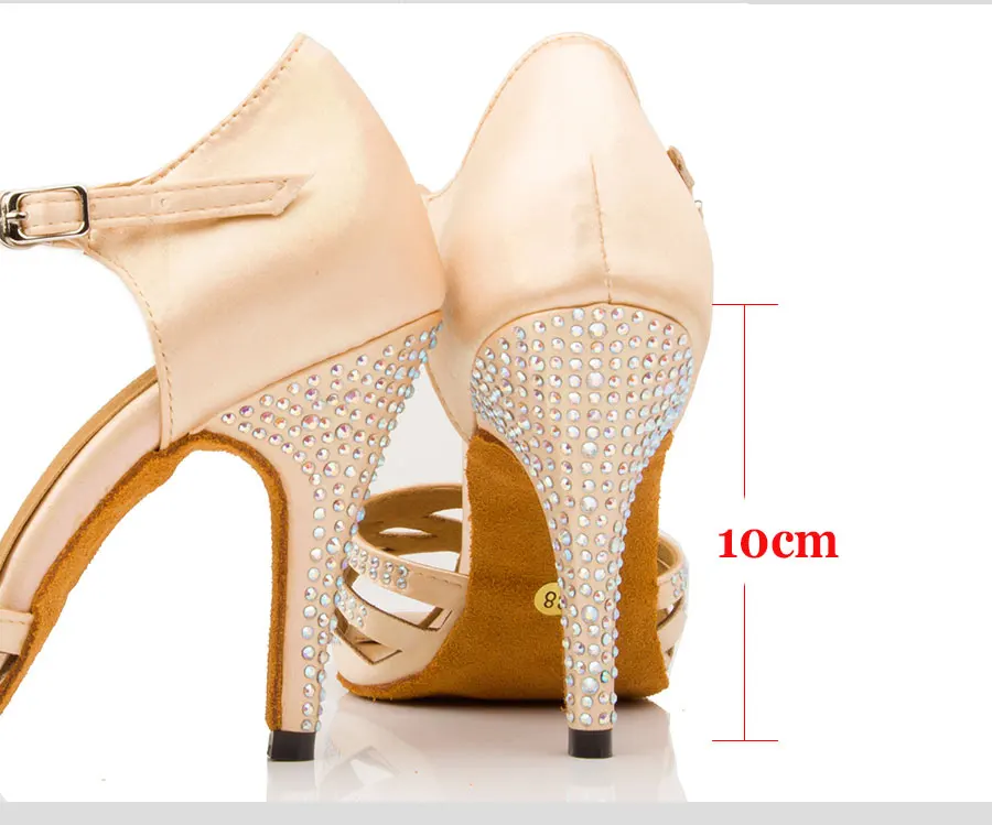 Ladingwu/, абрикосовая и серебристая атласная Женская обувь для латинских танцев Обувь для бальных танцев вечерние туфли для танцев на квадратном каблуке 10 см