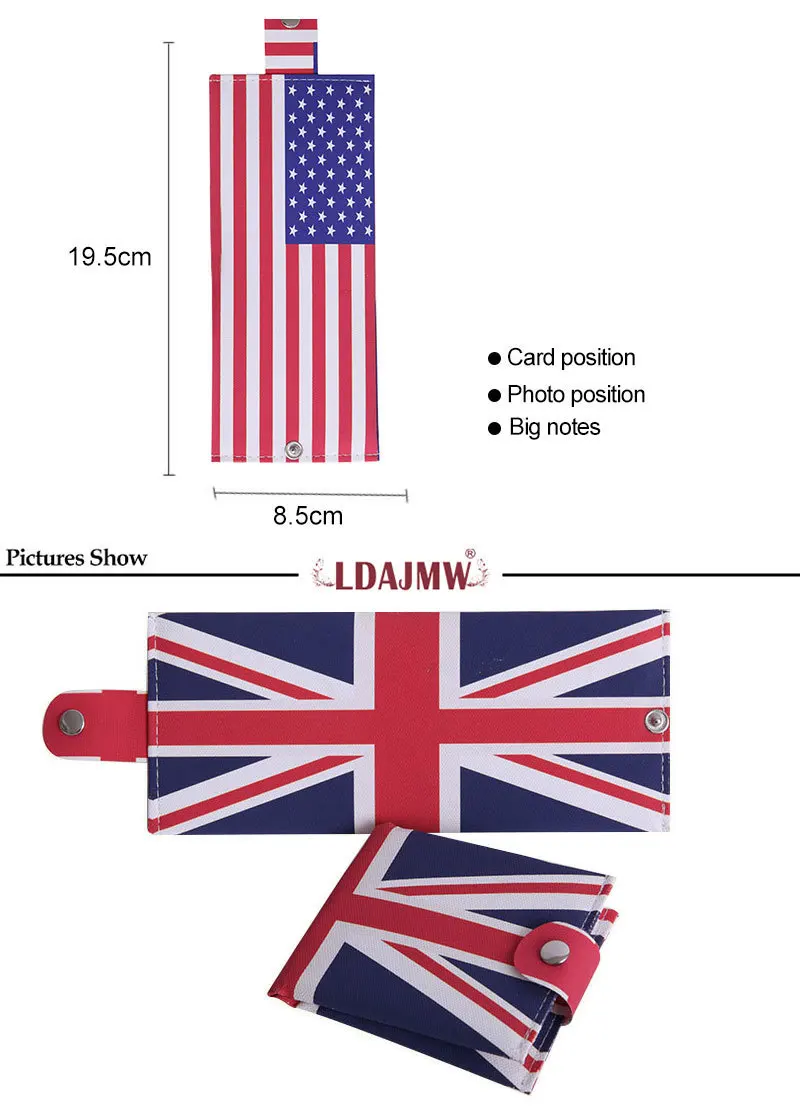 LDAJMW холщовый кошелек для мужчин и женщин, США, Великобритании, плоский кошелек, студенческий зажим для денег, складывающиеся Держатели