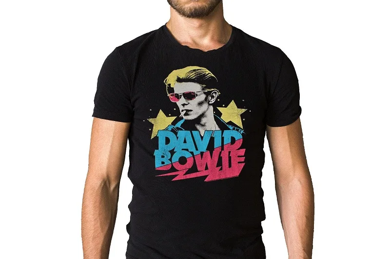 Custom T Shirts Short Sleeve David Bowie Smoking Regular Crew Neck Tee Shirt For Men | Мужская одежда