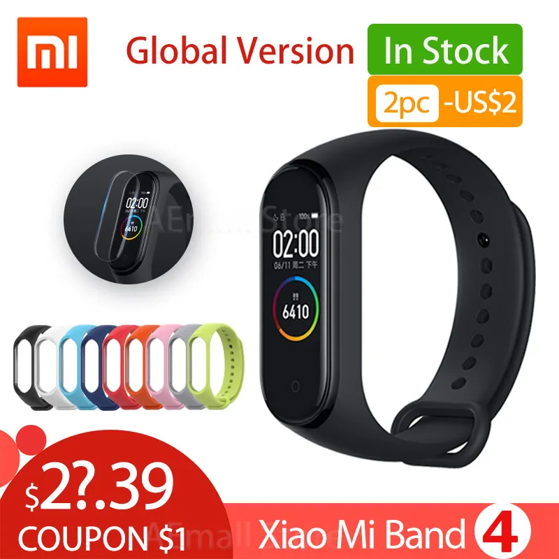 

Global Version Xiaomi Mi Band 4 Smart Wristbands Miband 4 Bracelet Heart Rate Fitness 135mAh Color Screen Bluetooth 5.0 Chinese