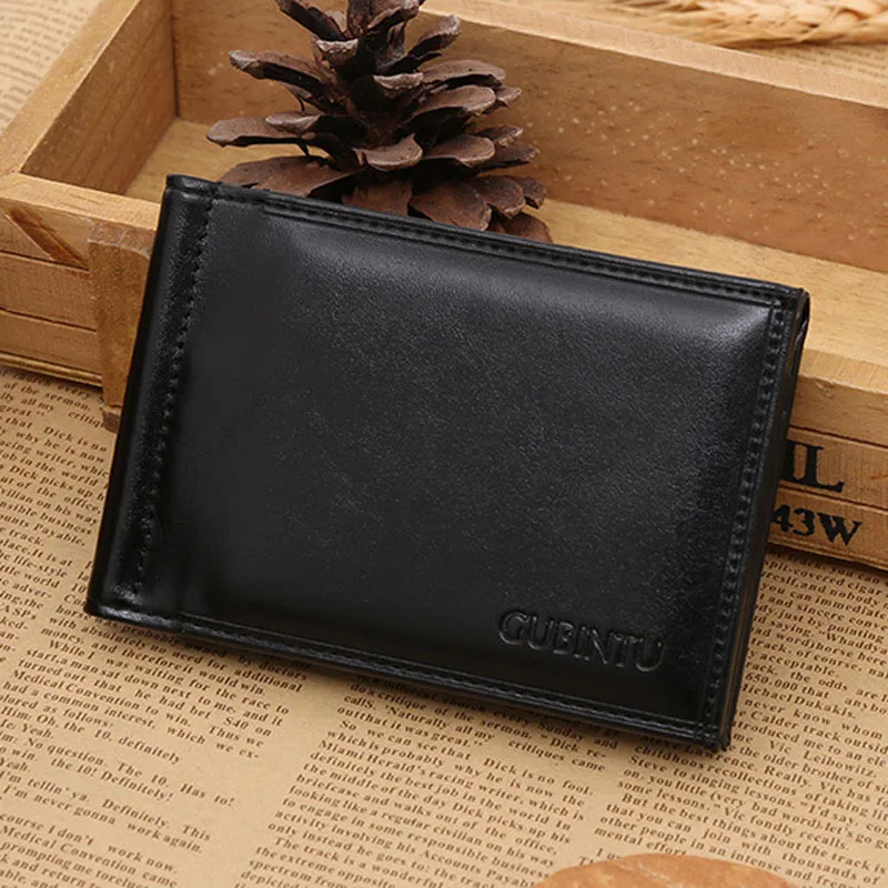 Hot Sale Fashion Men's Leather Money Clip Wallet With Magnet Hasp Credit Card Cash Holder Business Short Designer Purse For Male 3