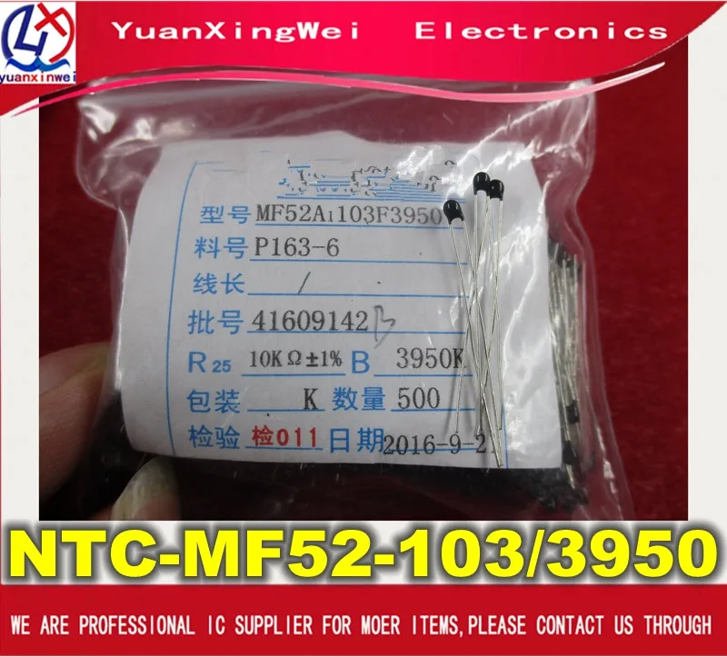 100 pcs Set Thermistor Temperature Sensor MF52-103 MF52-103/3950 NTC-MF52-103/3950 mf52 Value 3950k 1% Thermal Resistors 68 | Электроника
