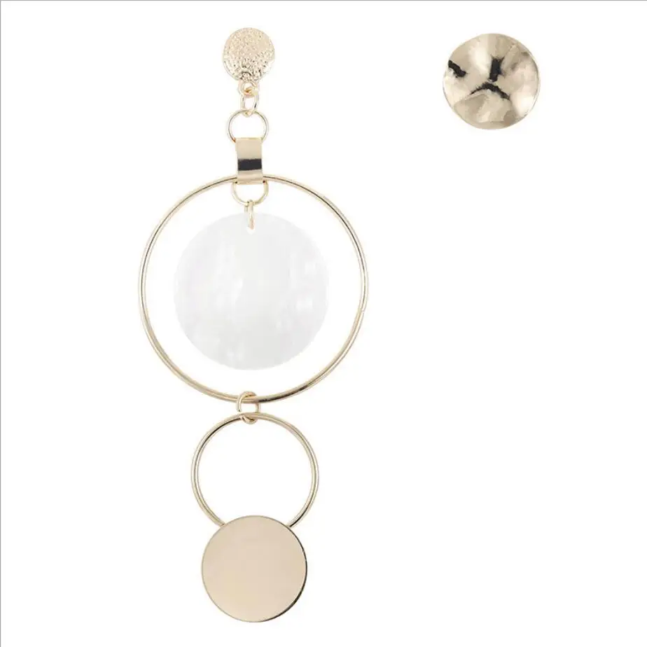 

Asymmetrical Shell Geometry Round Alloy Earrings For Women Hollow Long Dangle Earring Declaration Design Classic Party Queen