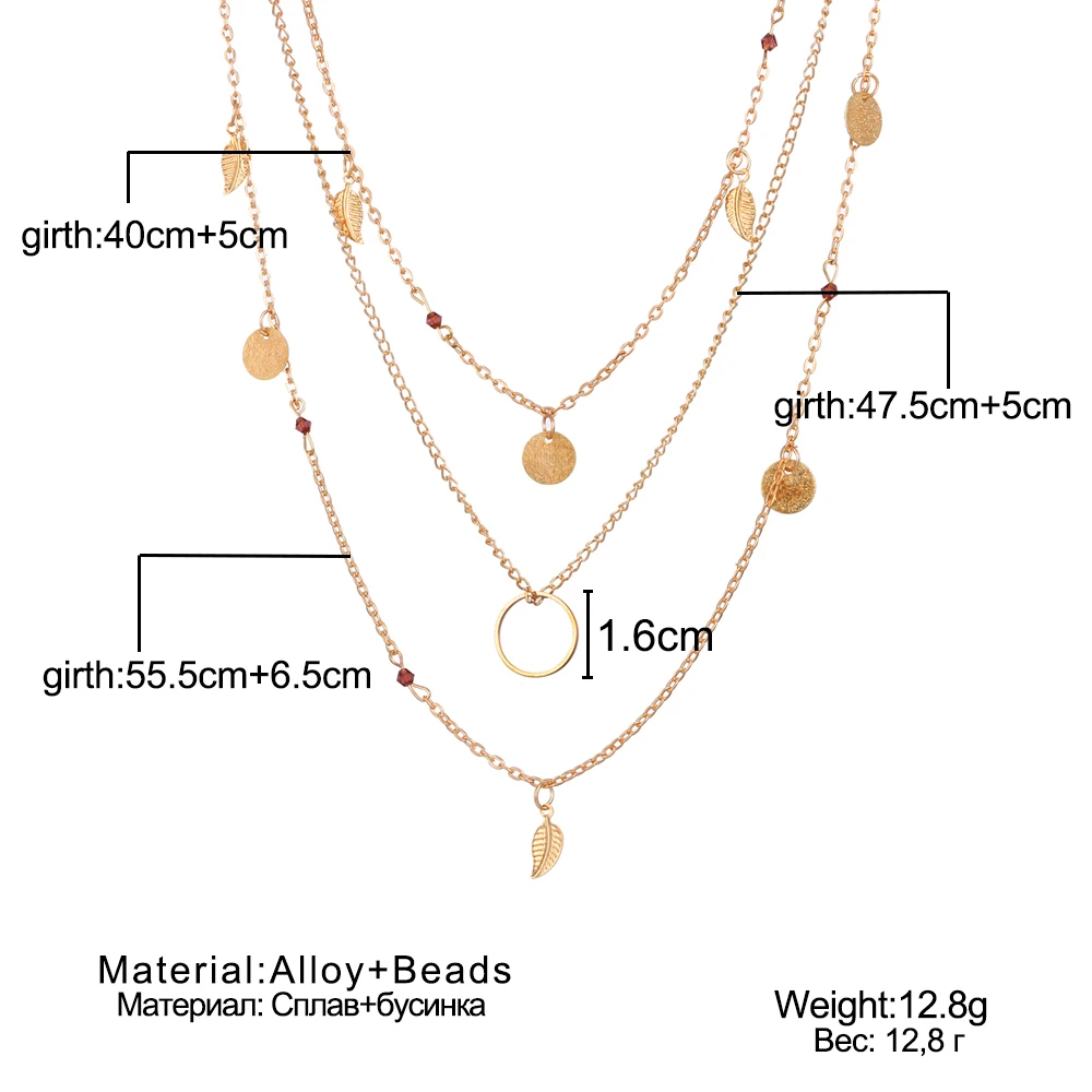 IPARAM,, серебряная цепочка, листья, многослойное колье, ожерелье для женщин, колье, женская мода, ювелирное изделие, золотой цвет