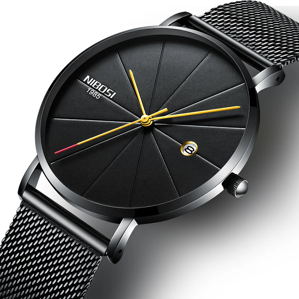 

NIBOSI Creative Watches Men Top Brand Luxury Thin Male Black Clock Quartz Military Watches Men Wristwatcher Relogio Masculino