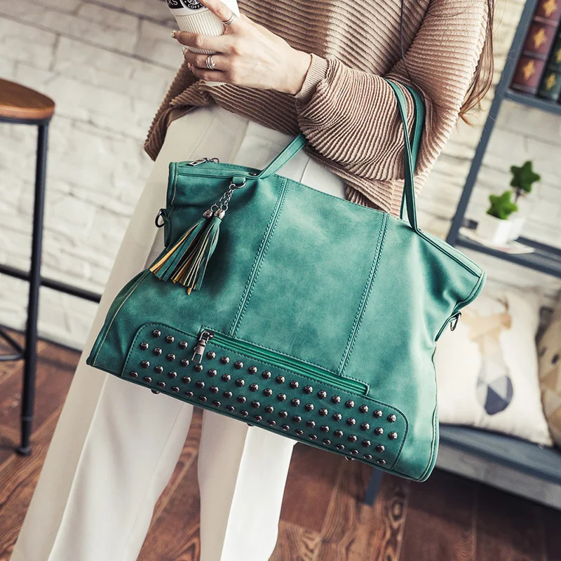 verde Top Rosa Da Di Borsa handle Epoca Della Viaggio A Tracolla Femminile Messaggero Elaborazione Borse 2018 Nappa colore Più Dell'unità grigio Grande Cuoio Nero Rivetto Donne Il Moda wxIpRnq4T