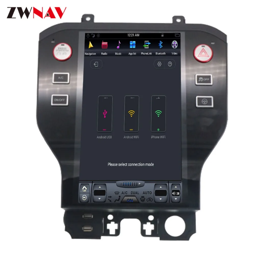 Discount ZWNVA Tesla style Screen Newest Android 7.1 Car DVD Player GPS Navigation Radio Screen For Ford Mustang MK6 2015 2016 2017 2