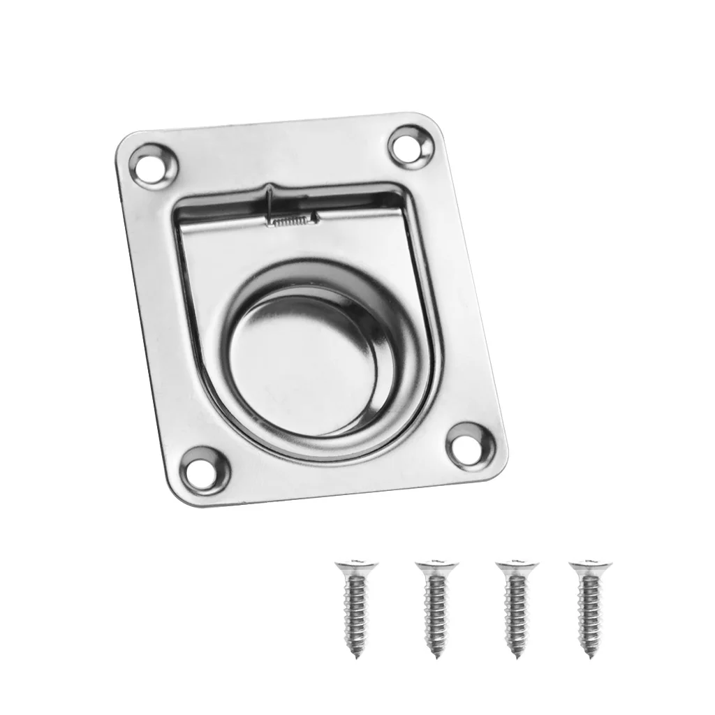 Marine Grade 304 Stainless Steel Ring Handle Flush Hatch Locker 56 x 66mm
