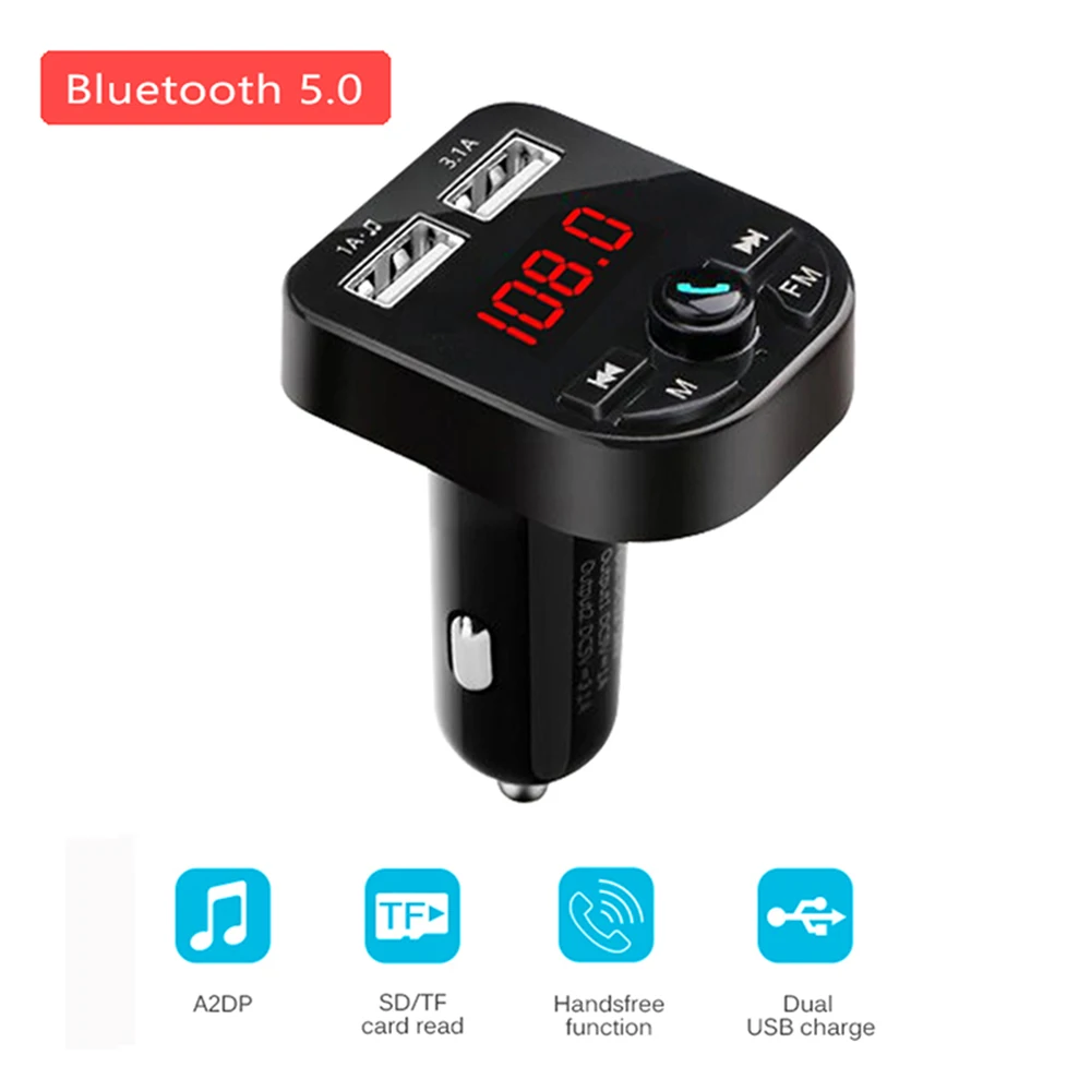 3.1A المزدوج USB شاحن سيارة مع FM الارسال بلوتوث يدوي FM المغير الهاتف شاحن 12 V في سيارة ل iPnone Xiaomi هواوي