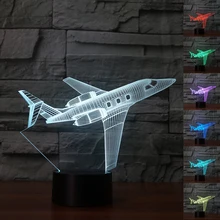 Fding 3D светодиодные лампы самолет акрил ночник Красочные градиент сенсорный стол настольные лампы дети прикроватные Спящая свет Прямая