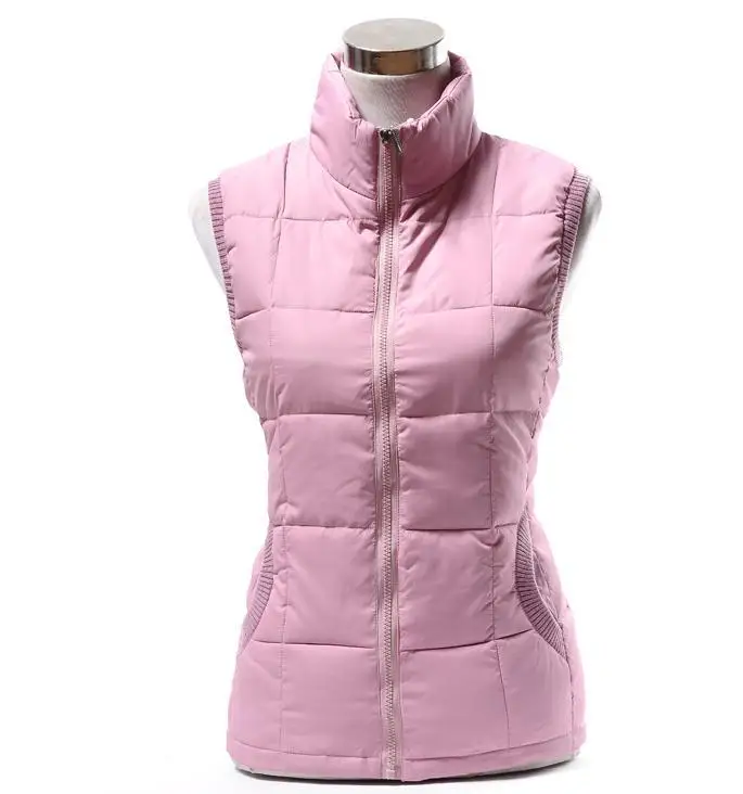 Новые стильные Лидер продаж Для женщин современные мода зима тонкий плюс Размеры жилет одноцветное Подпушка Смешанный хлопок женские элегантные Теплая куртка - Цвет: pink